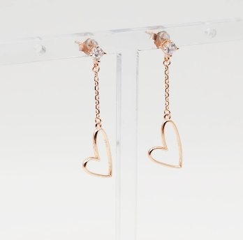 Aretes Largos De Corazón