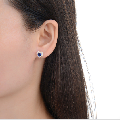 Aretes De Corazón Azul