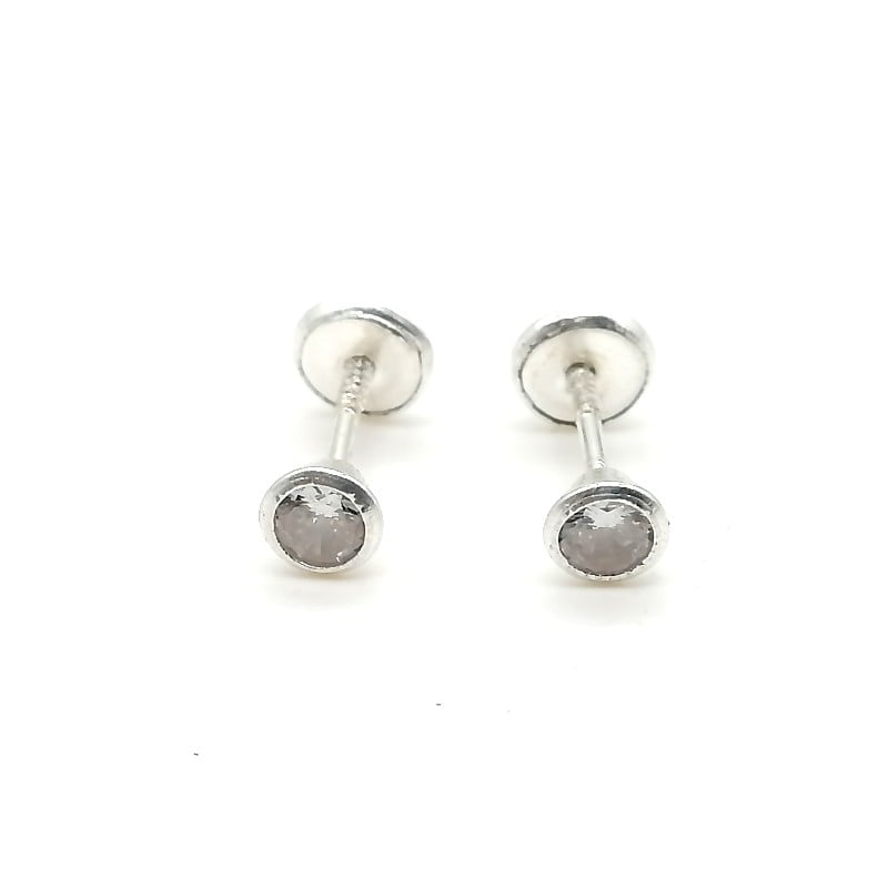 Aretes De Circón Redondo 4mm