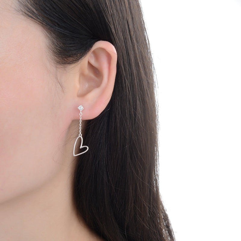 Aretes Largos De Corazón