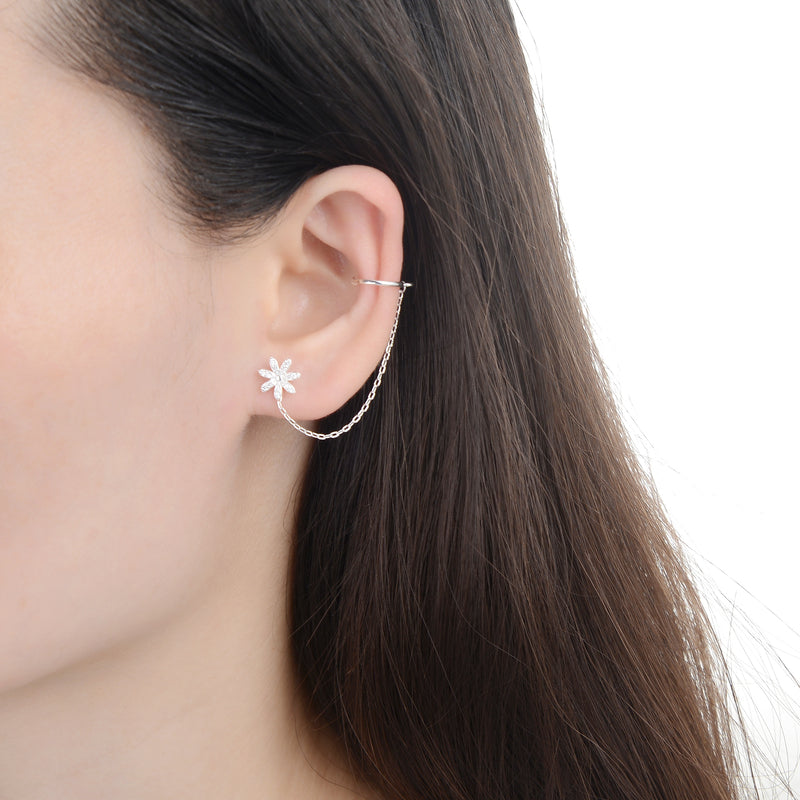 Aretes De Flor Cadena