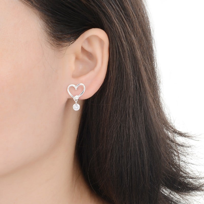 Aretes Corazón Y Puntos De Luz