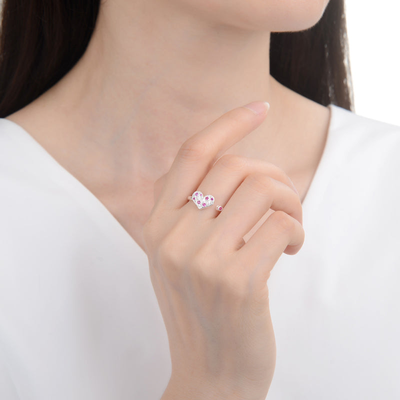 Anillo De Corazón Y Punto De Luz