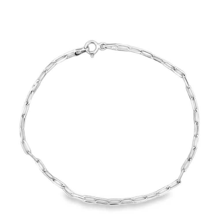 14KW SMALL PAPER CLIP 7.5 INCH BRACELET