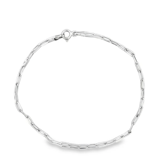 14KW SMALL PAPER CLIP 7.5 INCH BRACELET