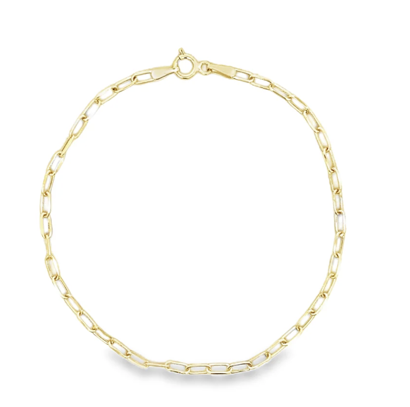 14KY SMALL PAPER CLIP 7.5 INCH BRACELET