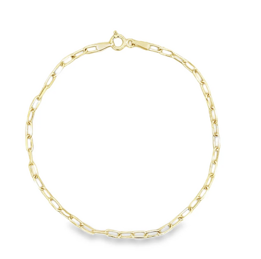 14KY SMALL PAPER CLIP 7.5 INCH BRACELET