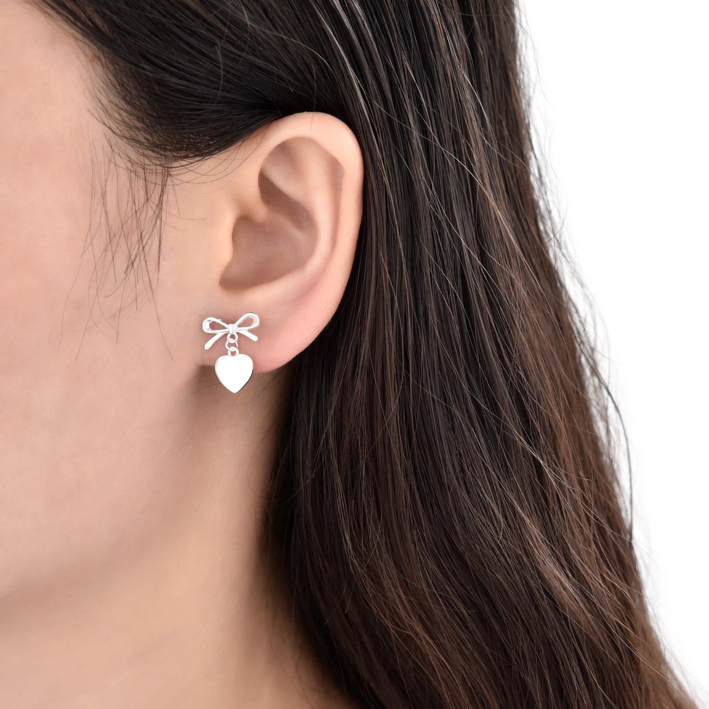 Aretes De Corazón Y Lazo