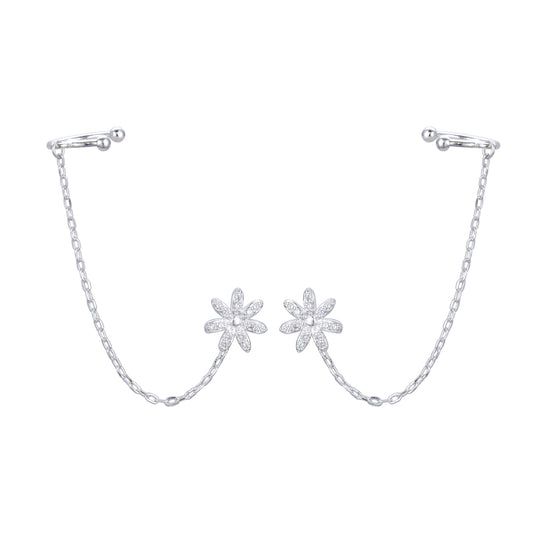 Aretes De Flor Cadena