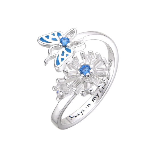Anillo de Mariposas y Flor