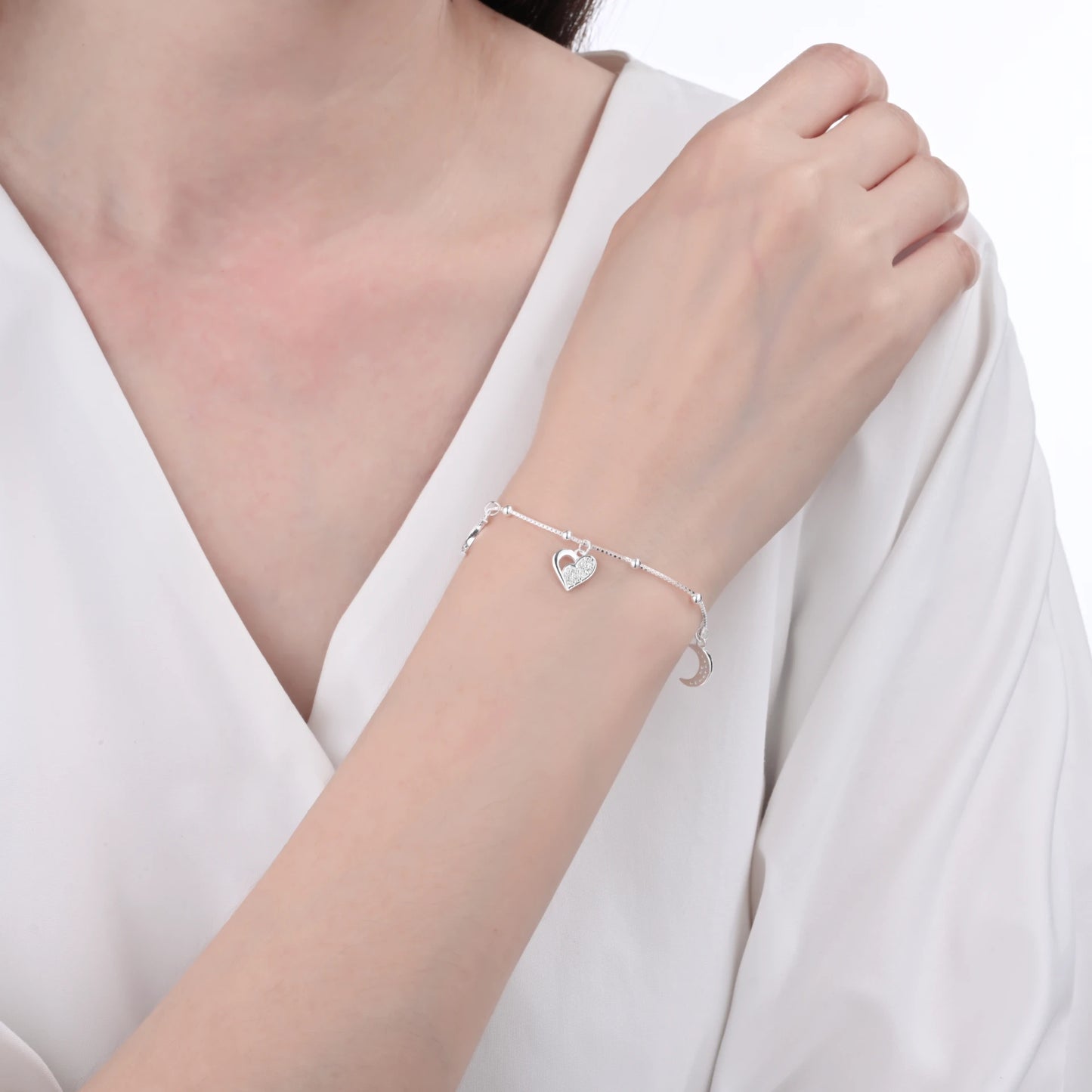 Pulsera de Luna y Corazones