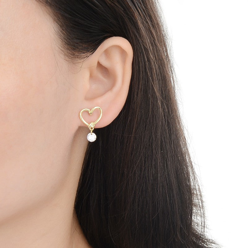 Aretes Corazón Y Puntos De Luz
