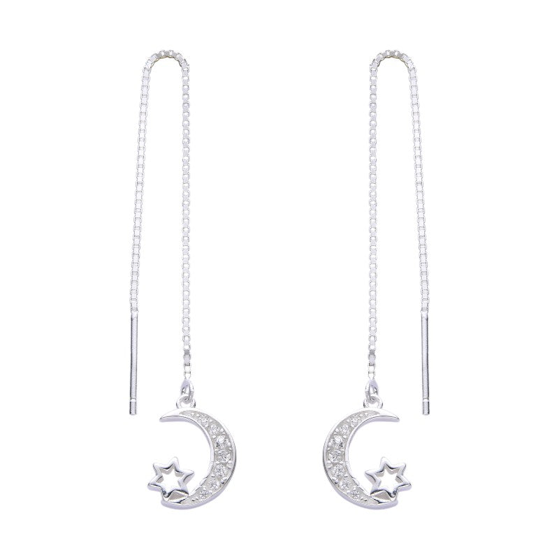 Aretes Largos de Luna y Estrella