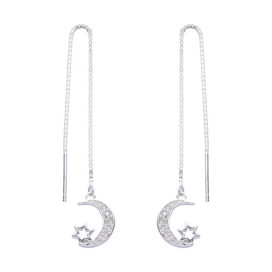 Aretes Largos de Luna y Estrella