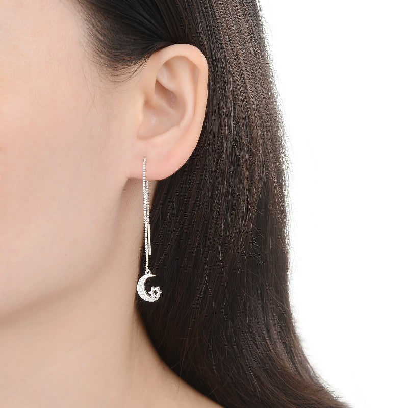 Aretes Largos de Luna y Estrella
