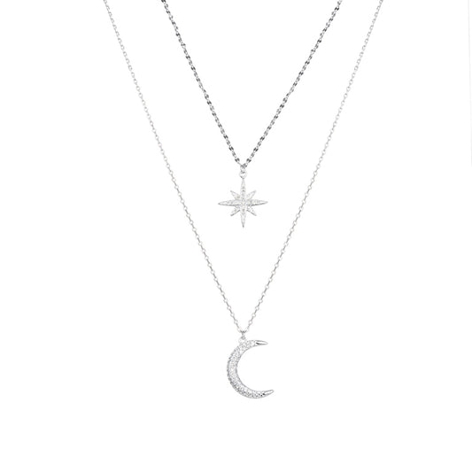 Gargantilla Doble De Estrella Y Luna