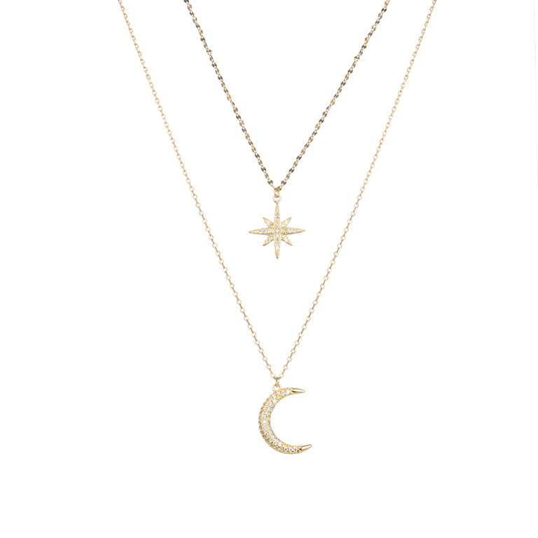 Gargantilla Doble De Estrella Y Luna