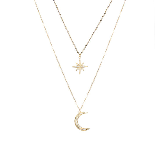 Gargantilla Doble De Estrella Y Luna