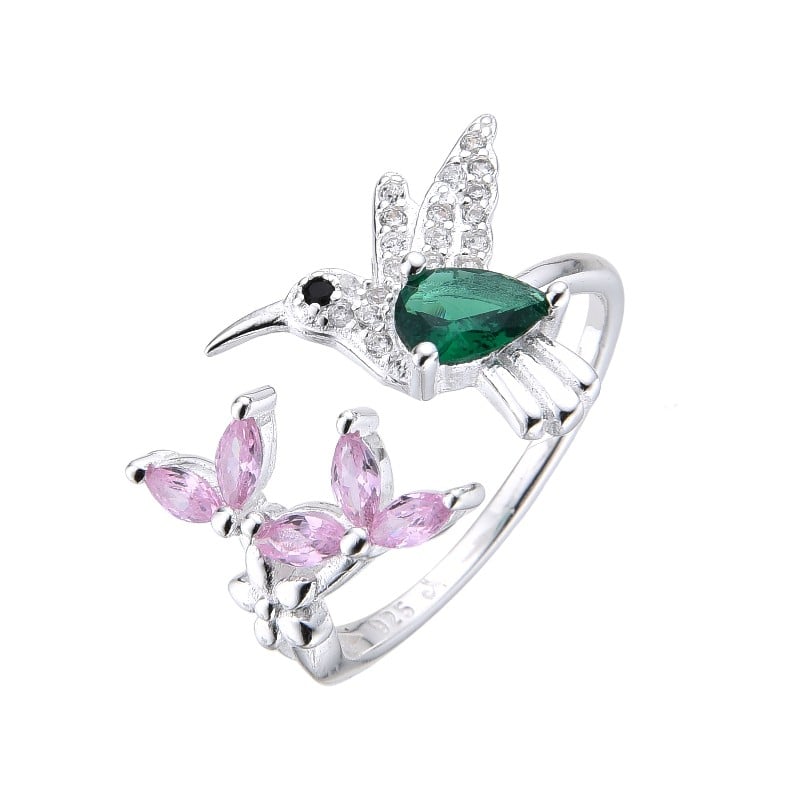 Anillo De Colibrí Y Flores