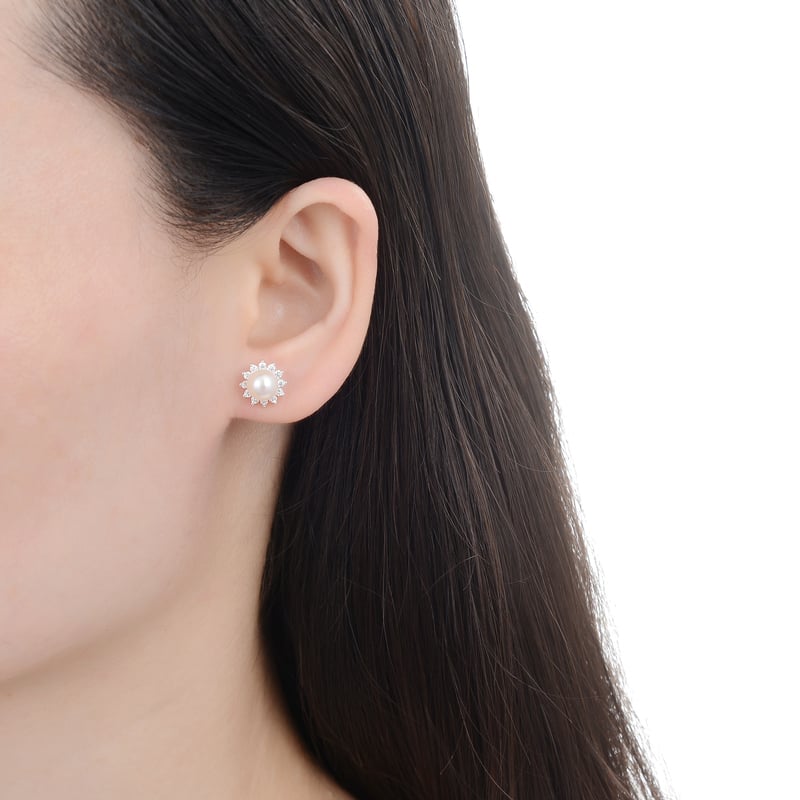 Aretes De Flor Y Perla