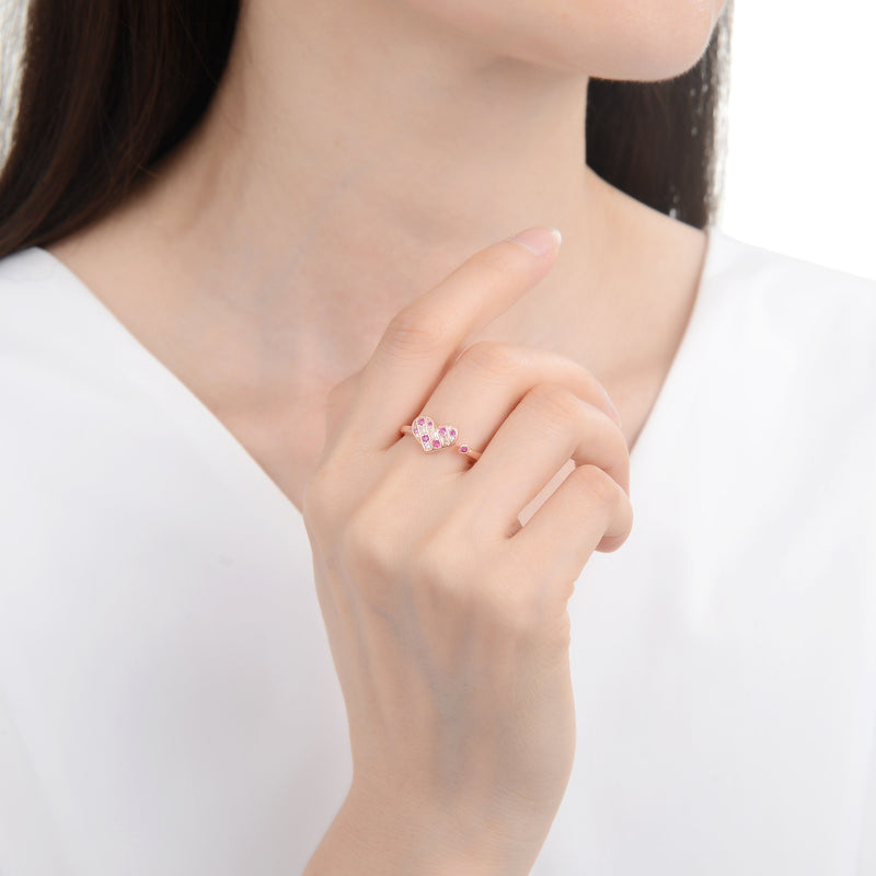 Anillo De Corazón Y Punto De Luz