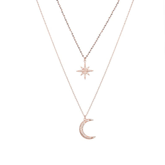Gargantilla Doble De Estrella Y Luna