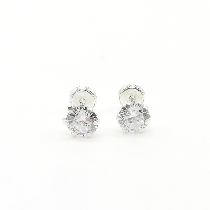 Aretes De Circón Redondo 6mm